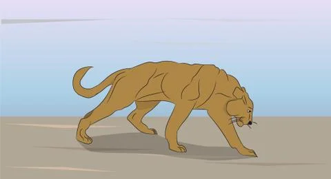 Lioness on nature Illustrazione stock