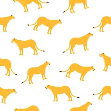 Lioness seamless pattern vector Stock Illustration