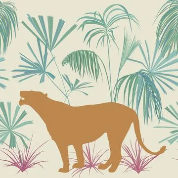 Lioness wallpaper pattern 스톡 일러스트