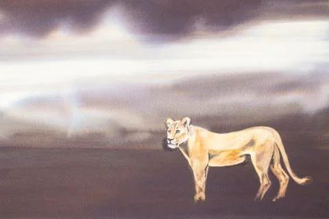 Lioness in the Wilderness Stock Illustration