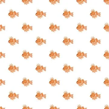Lionfish cartoon pattern repeating seamless background design Stock Illustration