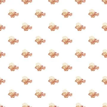 Lionfish pattern repeating seamless underwater marine life background Stock Illustration