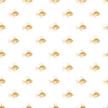 Lionfish pattern repeating on white background Stock Illustration