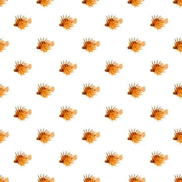 Lionfish seamless pattern on white background Illustrazione stock