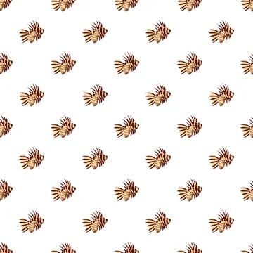Lionfish seamless pattern on white background Stock Illustration