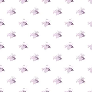 Lionfish seamless repeating pattern creating underwater theme Illustrazione stock