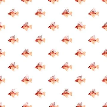 Lionfish vector seamless pattern for aquatic design Illustrazione stock
