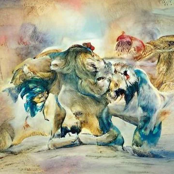 Lions fight Stock Illustration