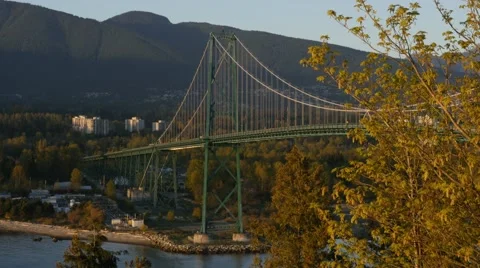 Lions Gate Bridge from Prospect Point Stock Footage 49312898
