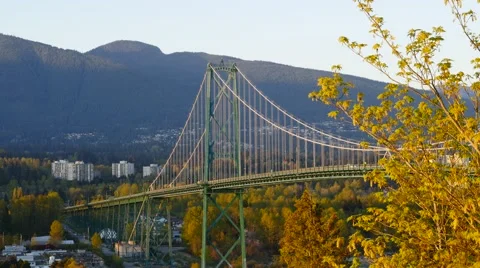 Lions Gate Bridge from Prospect Point Stock Footage 49315873