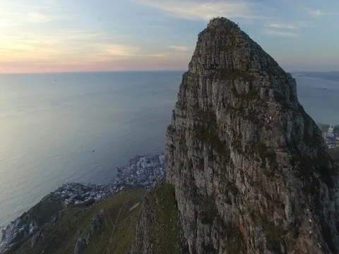 Lion's Head Aerial Fly by during Sunset Stock Footage 79145367