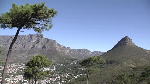 Lion's Head and Table Mountain, Cape Town Stock Footage 37759293