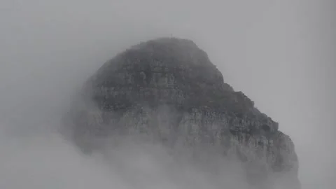 Lion's Head Mountain Emerging From Clouds Cape Town Dramatic Landscape Timelapse Stock Footage 205041025