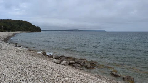 Lion's Head Pebble Beach on the Bruce Peninsula National Park Stock Footage 319964814