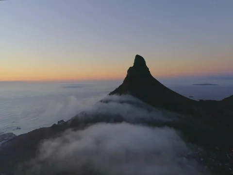 Lion's Head Time Lapse As Clouds Pass by during Sunset Aerial Shot Stock Footage 79156613