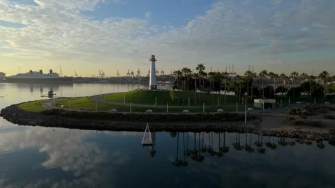 Lions Lighthouse Sunrise Orbit Stock Footage 309687615