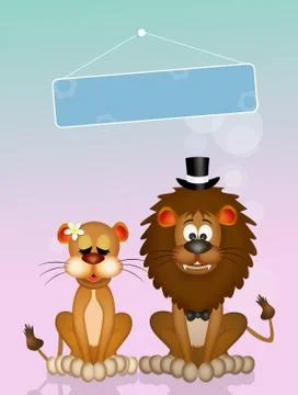 Lions in love Stock Illustration