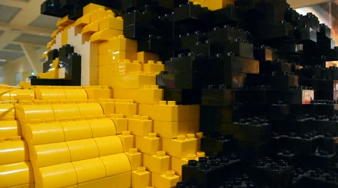 The lion's muzzle, built of Lego, close-up, side view Stock Footage 67720175