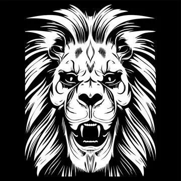 Lion's skull hand drawn vector clip art black and white Stock Illustration