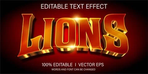 Lions vector text effect with modern style design Stock Illustration
