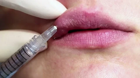 Lip augmentation injection process Vídeo Stock 153047230