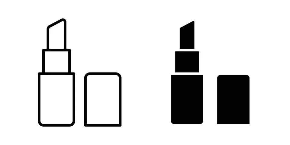 Lip balm icon solid, line, and editable vector set. Stockillustratie