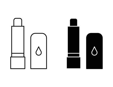 Lip balm linear thin line icon graphics. Lip balm vector set use for web ui.. Stock Illustration