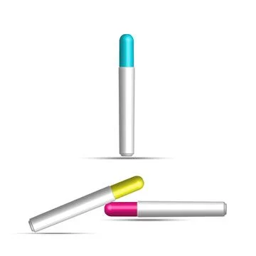 Lip Balm Tubes Set with Multi Colored Caps Mockup Ilustración de archivo