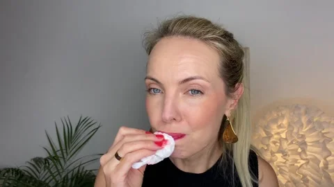 Lip Demakeup and Tone Prep Stock Footage 314082398