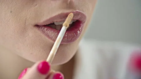 Lip Gloss Application Stock Footage 50046783
