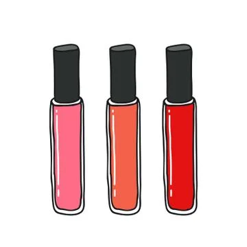 Lip gloss doodle icon, vector color illustration Stock Illustration