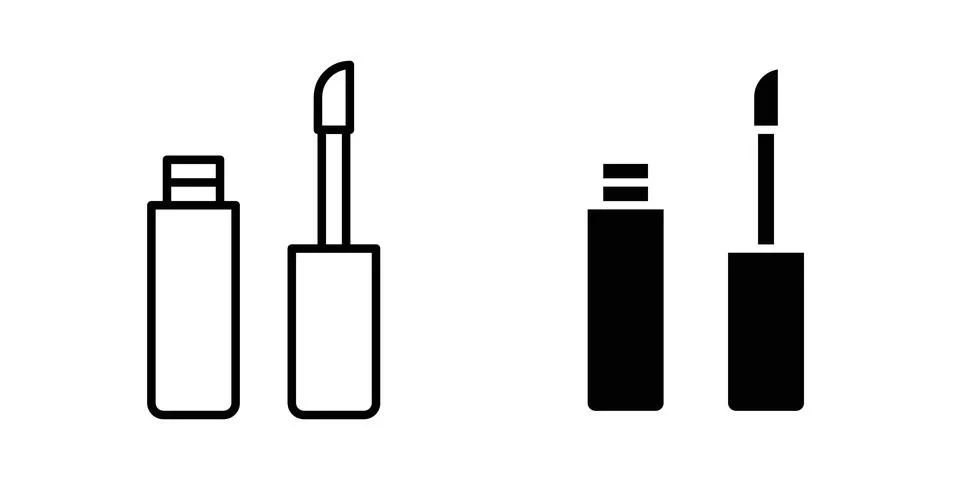 Lip gloss icon solid, line, and editable vector set. Stockillustratie