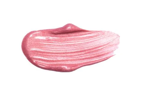 Lip gloss sample isolated on white. Smudged pink lipgloss Foto stock