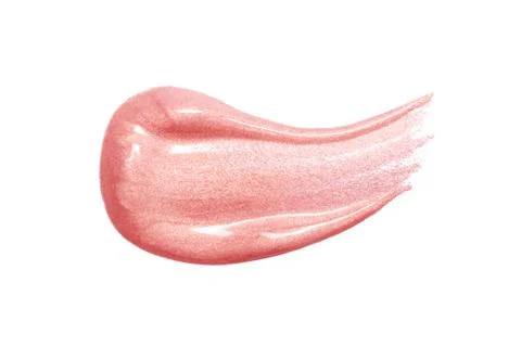 Lip gloss sample isolated on white. Smudged pink lipgloss. Stock-Fotos