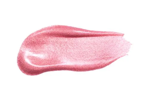 Lip gloss sample isolated on white. Smudged pink lipgloss. Makeup product sam Stock Photos