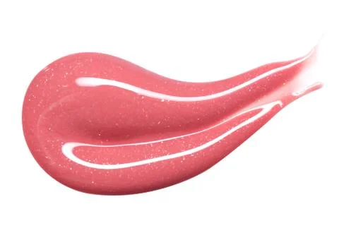 Lip gloss sample isolated on white. Smudged pink lipgloss. Stock Photos