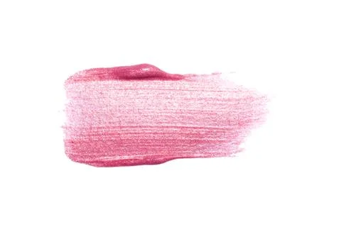Lip gloss sample isolated on white. Smudged pink lipgloss. Makeup product sample Stock Photos