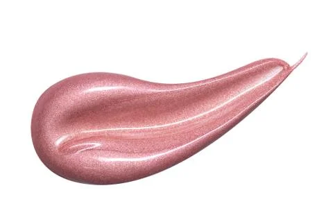 Lip gloss sample isolated on white. Smudged pink makeup product sample. Stock Photos