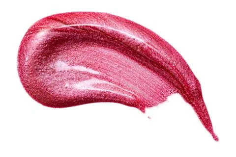 Lip gloss sample isolated on white. Smudged red lipgloss Stock Photos