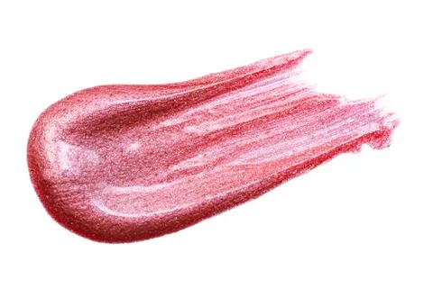 Lip gloss sample isolated on white. Smudged pink lipgloss Stock Photos
