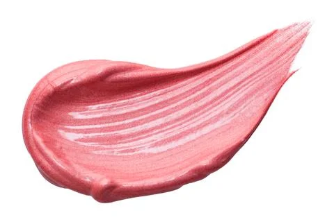 Lip gloss sample isolated on white. Smudged pink lipgloss. Stock Photos
