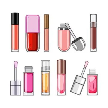 Lip gloss set cartoon vector illustration Stock Illustration