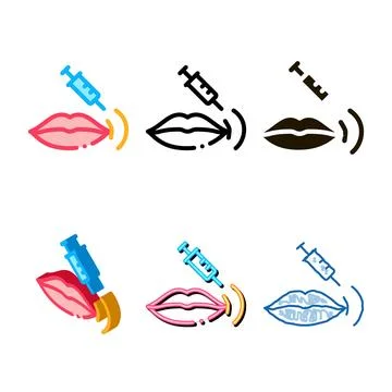 Lip injection icon vector forms outline Stock Illustration