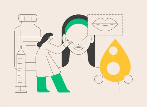 Lip injections abstract concept vector illustration. Stock Illustration