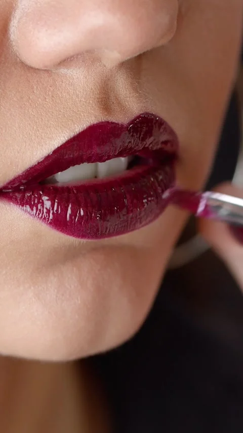 Lip Makeup Closeup Stock Footage 322691413