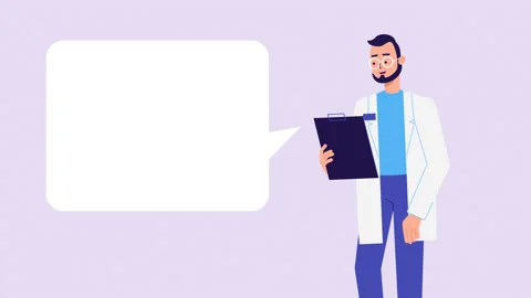Lip syncing Animation for narration. doctor speaking, speech bubble, copy space Stock Footage 167960554