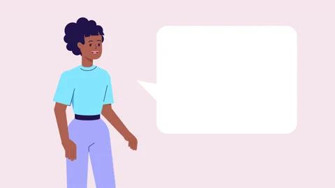 Lip syncing Animation for narration. female character speaking, speech bubble Stock Footage 199132463