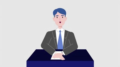 Lip syncing Facial Animation for narration. male anchor character speaking Stock Footage 161788033