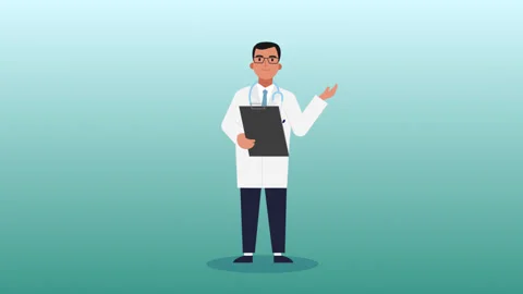 Lip syncing Facial Animation for narration. male character doctor speaking. Stock Footage 162189298