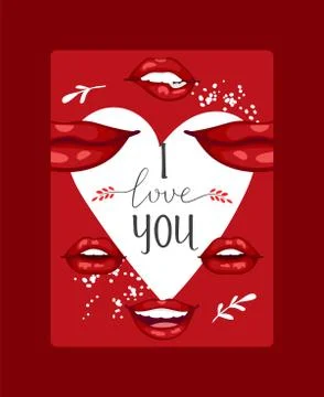 Lip vector pattern cartoon beautiful red lips in kiss or smile fashion lipstick Stockillustratie